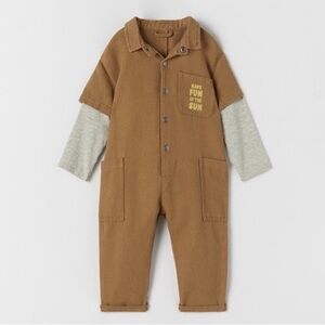 ☀️ Zara “Have Fun In The Sun” Contrast Jumpsuit – Size 9/12 Months ☀️